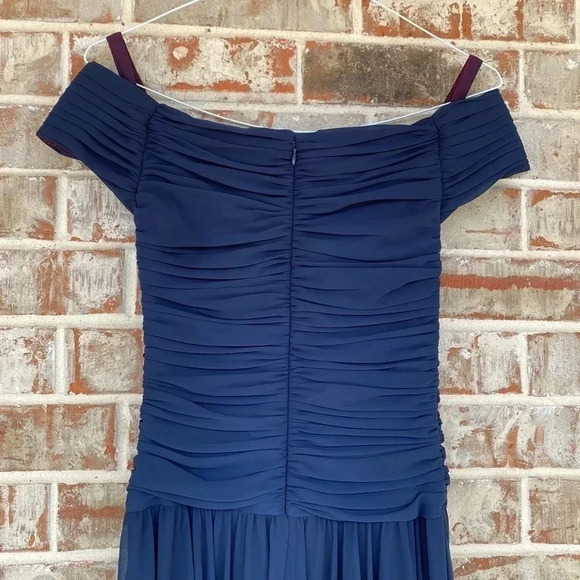 A. J. Bari Navy Pleated Chiffon Bodice Skater Circle Mother of the Bride… - Picture 6 of 7